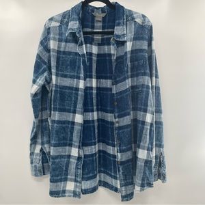 Womens Blue Plaid Flannel